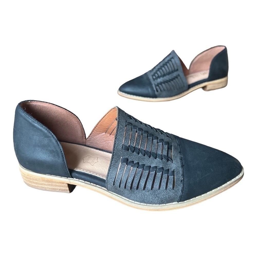 Mi.iM Womens Slate Gray Black Woven D’Orsay Slip On Leather Shoes Buckle, Size 7 - Picture 2 of 9